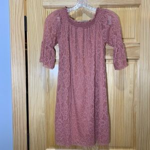 Floral laced mid length dress